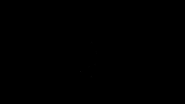 Siyah arka planda izole edilmiş beyaz çizgi kalp şeklinde bir çiçek ikonu. 4K Video hareketli grafik canlandırması — Stok video
