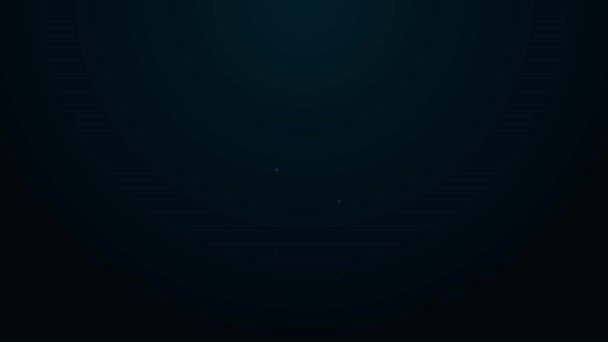 Linea neon incandescente Palloncini a forma di cuore con icona a nastro isolata su sfondo nero. San Valentino. Animazione grafica 4K Video motion — Video Stock