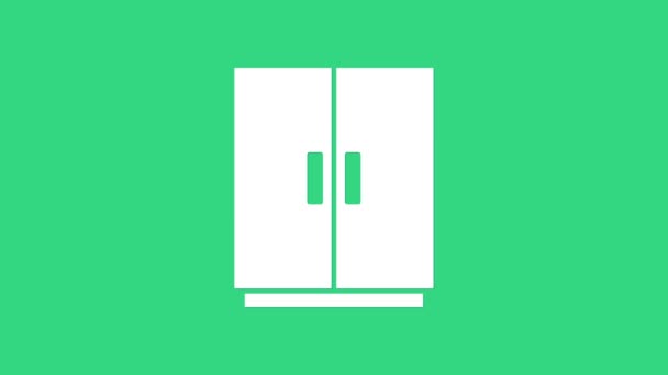 White Wardrobe icon isolated on green background. 4K Video motion graphic animation — Stock Video