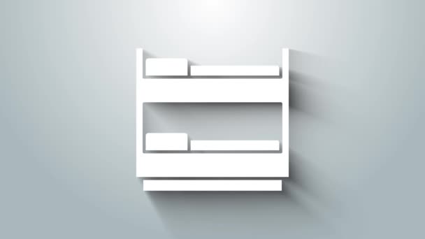 Icono de la litera blanca aislado sobre fondo gris. Animación gráfica de vídeo 4K — Vídeos de Stock