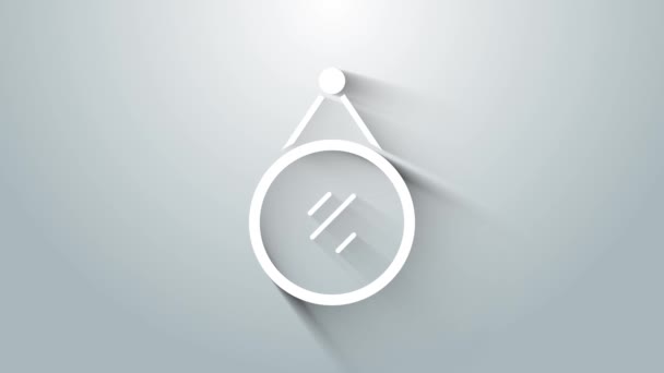 Icono Espejo Blanco aislado sobre fondo gris. Animación gráfica de vídeo 4K — Vídeo de stock