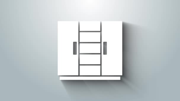 White Wardrobe icon isolated on grey background. 4K Video motion graphic animation — Stock Video