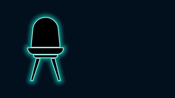 Świecąca neonowa linia Ikona krzesła odizolowana na czarnym tle. 4K Animacja graficzna ruchu wideo — Wideo stockowe