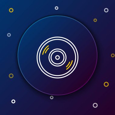 Çizgi Vinil disk simgesi mavi arkaplanda izole edildi. Renkli taslak konsepti. Vektör.
