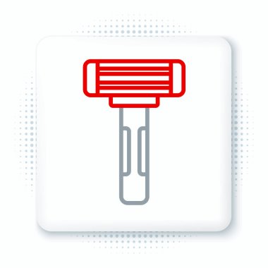 Beyaz arkaplanda traş bıçağı simgesi izole edildi. Renkli taslak konsepti. Vektör.