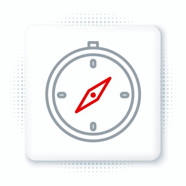 Pusula simgesi beyaz arkaplanda izole edildi. Rüzgâr yön bulma sembolü. Rüzgar gül işareti. Renkli taslak konsepti. Vektör.