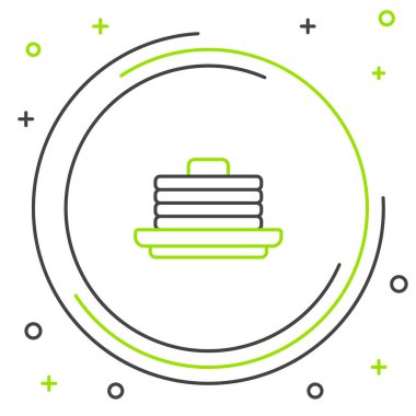 Beyaz arkaplanda izole edilmiş krep ikonu yığını. Şerbetli ve kirazlı fırın. Kahvaltı konsepti. Renkli taslak konsepti. Vektör.