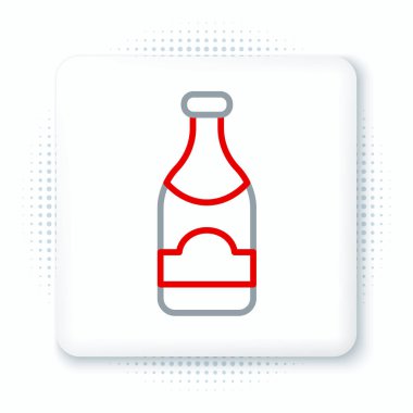 Şampanya şişesi simgesi beyaz arka planda izole edilmiş. Mutlu Noeller ve mutlu yıllar. Renkli taslak konsepti. Vektör.