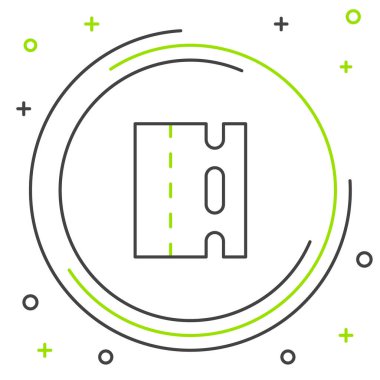 Bisiklet şeridi ikonu üzerinde beyaz arka planda izole edilmiş özel bisiklet sürüşü. Renkli taslak konsepti. Vektör.