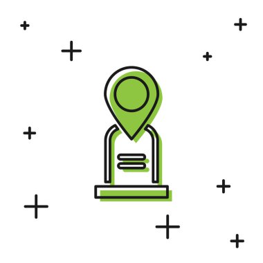 Siyah Konum mezar simgesi beyaz arkaplanda izole edildi. Vektör.