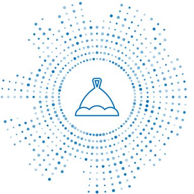 Mavi çizgi sauna şapka simgesi beyaz arkaplanda izole edildi. Soyut çember rastgele noktalar. Vektör.