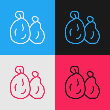 Pop Art Line Çöp Torbası simgesi renk arkaplanında izole edildi. Vektör.