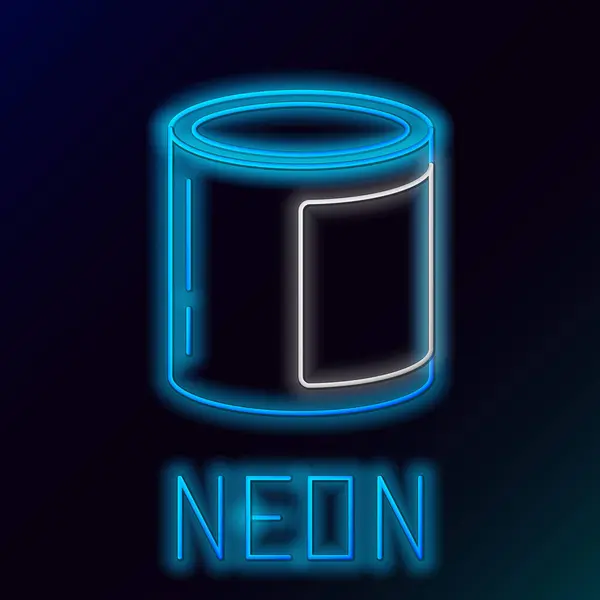 Glödande Neon Linje Konserverad Mat Ikon Isolerad Svart Bakgrund Mat — Stock vektor