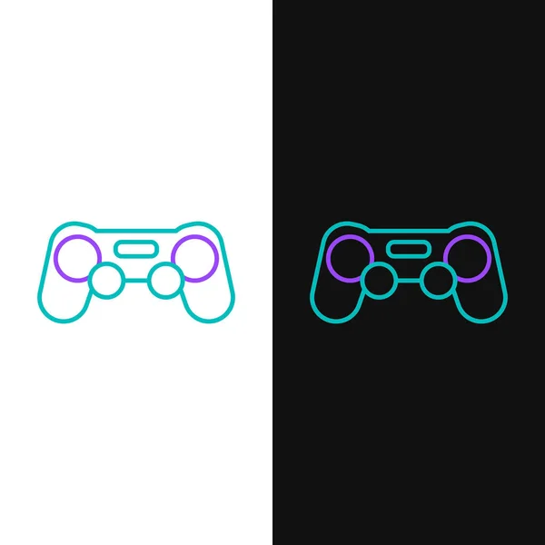 Line Gamepad Pictogram Geïsoleerd Witte Zwarte Achtergrond Spelregelaar Kleurrijk Concept — Stockvector