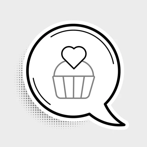 Line Wedding Cake Heart Icon Isolated Grey Background Valentines Day — Stock Vector