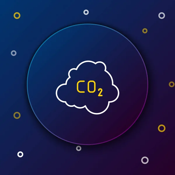 Linia Emisji Co2 Ikonie Chmury Izolowane Niebieskim Tle Formuła Dwutlenku — Wektor stockowy