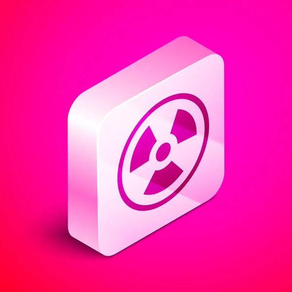 Isometric Radioactive Icon Isolated Pink Background Radioactive Toxic Symbol Radiation — Stock Vector