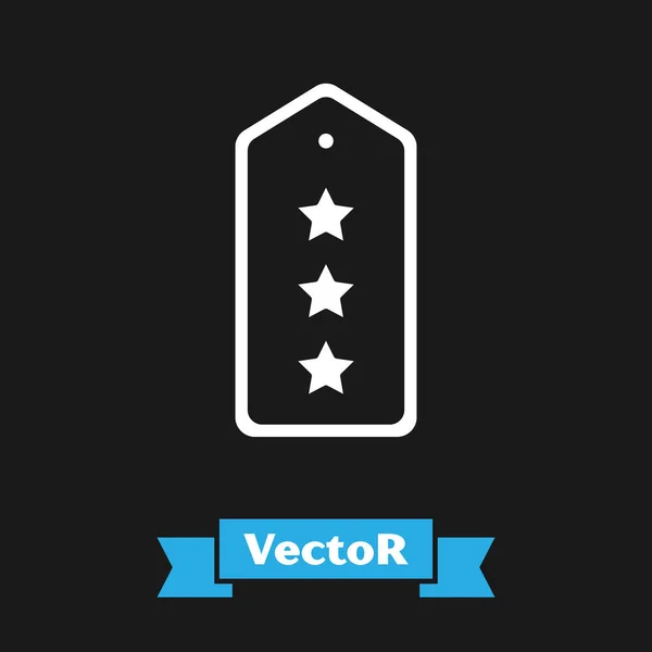 Weißes Dienstgrad Symbol Isoliert Auf Schwarzem Hintergrund Militärabzeichen Zeichen Vektor — Stockvektor