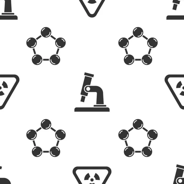 Réglez Triangle Avec Rayonnement Microscope Molécule Sur Motif Sans Couture — Image vectorielle