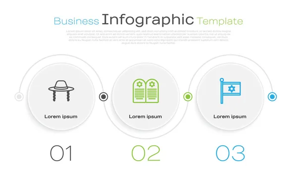 以大卫和以色列国旗为星辰的墓碑 设置东正教正统派的犹太帽 业务信息模板 — 图库矢量图片