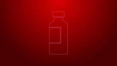 Kırmızı arkaplanda yeşil çizgi üzerindeki su ikonu. Soda su içme tabelası. 4K Video hareketli grafik canlandırması