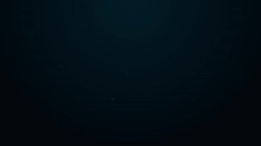 Parlayan neon hattı. Siyah zemin üzerinde temiz su ikonu olan büyük şişe. Soğutucu için plastik kap. 4K Video hareketli grafik canlandırması