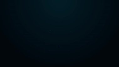 Parlayan neon hattı kara zemin üzerinde su damlası simgesi izole edildi. 4K Video hareketli grafik canlandırması