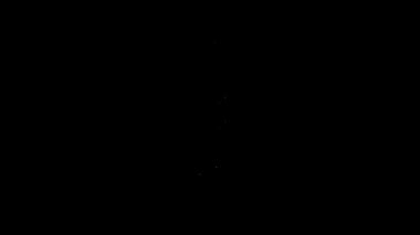 Siyah arka planda izole edilmiş beyaz çizgi üzerindeki su ikonu. Soda su içme tabelası. 4K Video hareketli grafik canlandırması