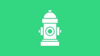 Yeşil arkaplanda beyaz yangın musluğu simgesi izole edildi. 4K Video hareketli grafik canlandırması