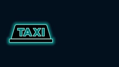 Parlak neon çizgili taksi çatısı simgesi siyah arkaplanda izole edildi. 4K Video hareketli grafik canlandırması