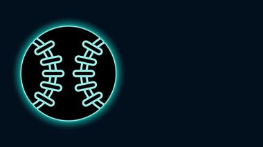 Parlayan neon hattı beyzbol topu ikonu siyah arkaplanda izole edildi. 4K Video hareketli grafik canlandırması