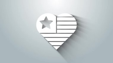 Beyaz Amerika Bağımsızlık Günü simgesi gri arka planda izole edildi. 4 Temmuz. Amerika Birleşik Devletleri ülkesi. 4K Video hareketli grafik canlandırması
