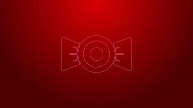 Yeşil çizgi Candy simgesi kırmızı arkaplanda izole edildi. 4K Video hareketli grafik canlandırması