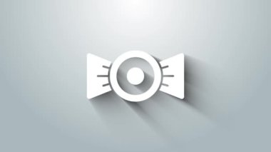 Beyaz Şeker simgesi gri arkaplanda izole edildi. 4K Video hareketli grafik canlandırması