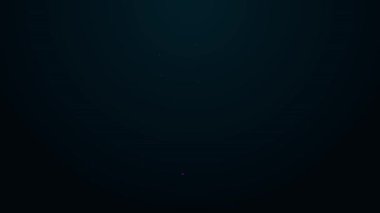 Parlayan neon çizgisi parmak izi simgesi siyah arkaplanda izole edildi. Kimlik uygulaması simgesi. Kimlik işareti. Kimliğe dokun. 4K Video hareketli grafik canlandırması