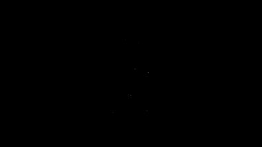 Bilgisayar ekranındaki beyaz çizgi kilidi siyah arkaplanda izole edildi. Güvenlik, güvenlik, koruma kavramı. Güvenli bir ağ. 4K Video hareketli grafik canlandırması