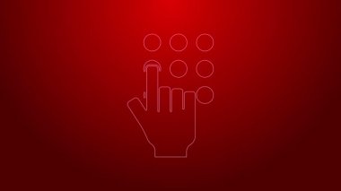 Yeşil hat parola koruması ve güvenlik erişim simgesi kırmızı arkaplanda izole edildi. Güvenlik, güvenlik, koruma, gizlilik kavramı. 4K Video hareketli grafik canlandırması