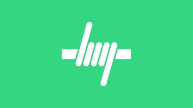 Beyaz dikenli tel ikonu yeşil arkaplanda izole edildi. 4K Video hareketli grafik canlandırması