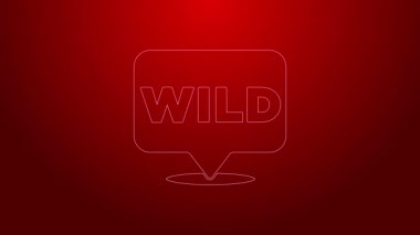 Yeşil çizgi işaretçisinden vahşi batı simgesine kırmızı arka planda izole edildi. Batı tabelası, mesaj panosu, yön bulma işareti. 4K Video hareketli grafik canlandırması