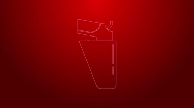 Silah kılıfındaki yeşil çizgi tabancası kırmızı arka planda izole edilmiş. 4K Video hareketli grafik canlandırması