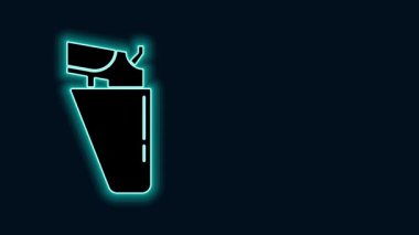 Siyah arka planda izole edilmiş, kılıfında parlayan neon hattı Revolver silahı. 4K Video hareketli grafik canlandırması