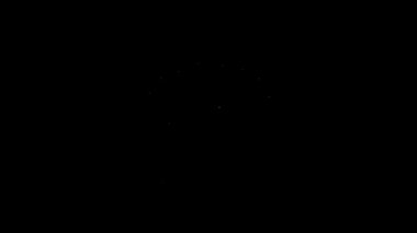 Siyah arka planda tüy ikonu olan beyaz çizgi Hint başlığı. Amerikan yerlilerinin geleneksel başlığı. 4K Video hareketli grafik canlandırması