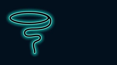 Parlayan neon hattı Kement simgesi siyah arkaplanda izole edildi. 4K Video hareketli grafik canlandırması