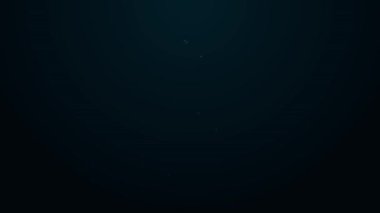 Siyah arka planda izole edilmiş tencere simgesinde parlayan neon çizgisi Kaktüs peyote. Tencerede yetişen bir bitki. Saksı bitkisi işareti. 4K Video hareketli grafik canlandırması