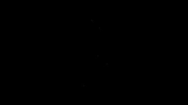 Beyaz çizgi kaktüs kaktüs kaktüsü siyah arkaplanda izole edilmiş. Tencerede yetişen bir bitki. Saksı bitkisi işareti. 4K Video hareketli grafik canlandırması