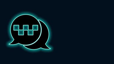 Parlayan neon hattı Taksi çağrı servisi simgesi siyah arkaplanda izole edildi. Konuşma balonu sembolü. Akıllı telefon taksisi. 4K Video hareketli grafik canlandırması