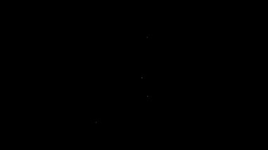 Beyaz çizgi tren simgesi siyah arkaplanda izole edildi. Toplu taşıma sembolü. Metro treni nakliyesi. Metro yeraltı. 4K Video hareketli grafik canlandırması