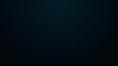 Parlayan neon hattı siyah arka planda izole edilmiş bir araba simgesi. Ön manzara. 4K Video hareketli grafik canlandırması