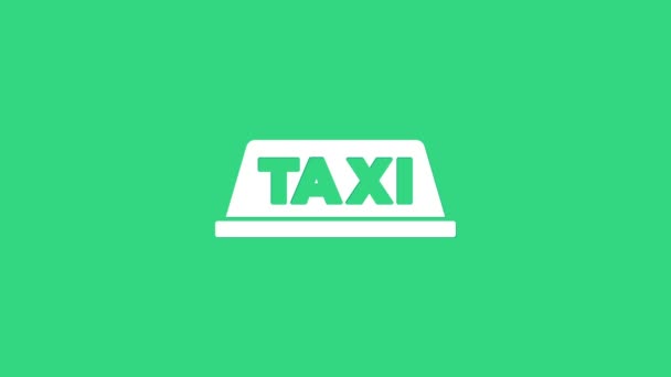 Bílé Taxi auto střecha ikona izolované na zeleném pozadí. Grafická animace pohybu videa 4K — Stock video
