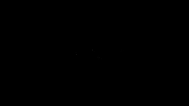 Linha branca guirlanda carnaval com bandeiras ícone isolado no fundo preto. Pingentes de festa para comemoração de aniversário, decoração do festival. Animação gráfica em movimento de vídeo 4K — Vídeo de Stock